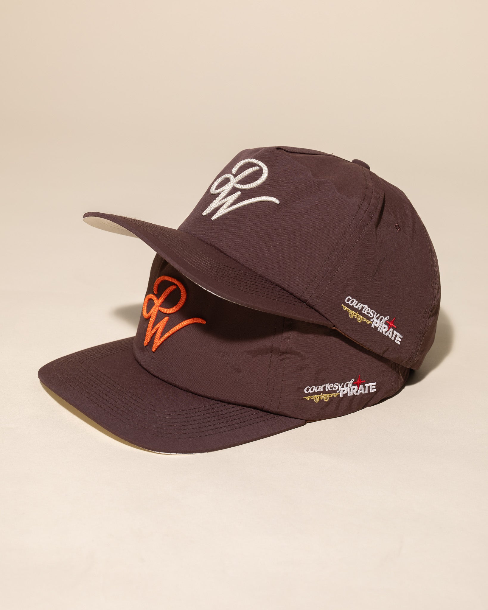 PW Chain Stitch Nylon Hat (Brown / Cream)