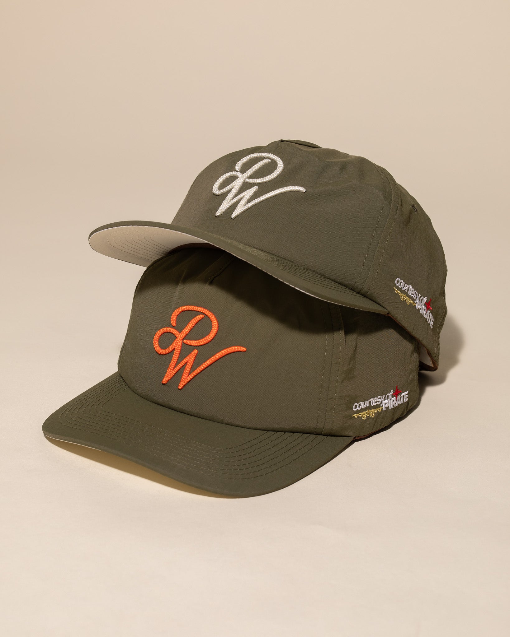PW Chain Stitch Nylon Hat (Olive / Cream)