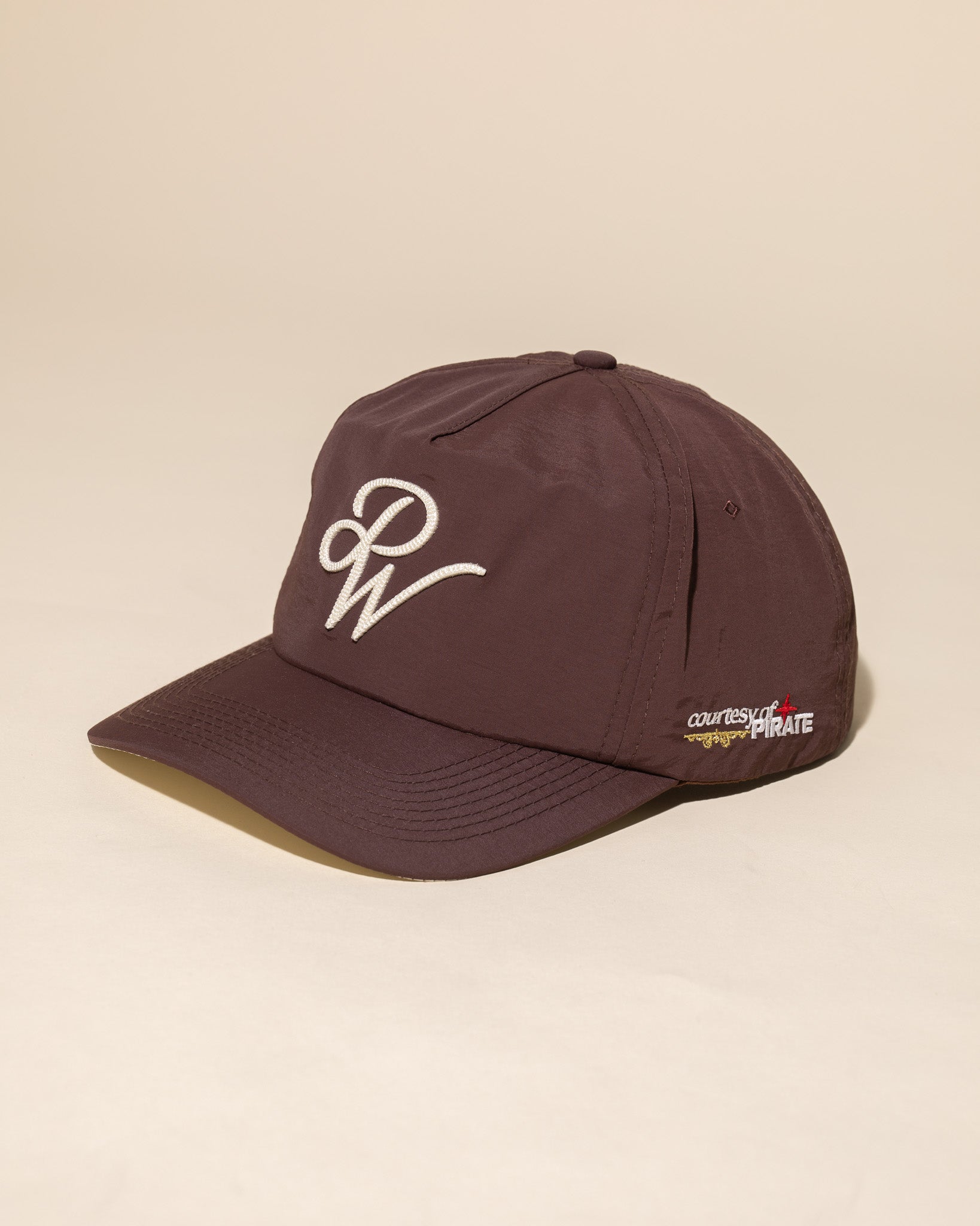 PW Chain Stitch Nylon Hat (Brown / Cream)