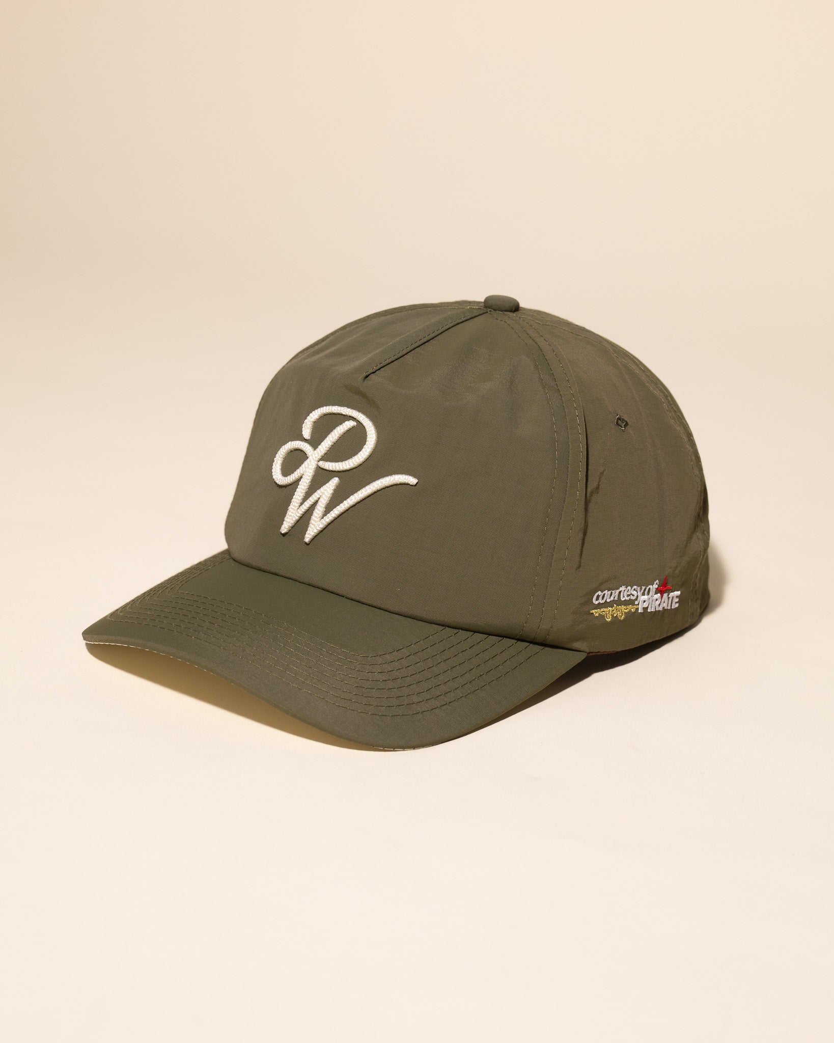 PW Chain Stitch Nylon Hat (Olive / Cream)