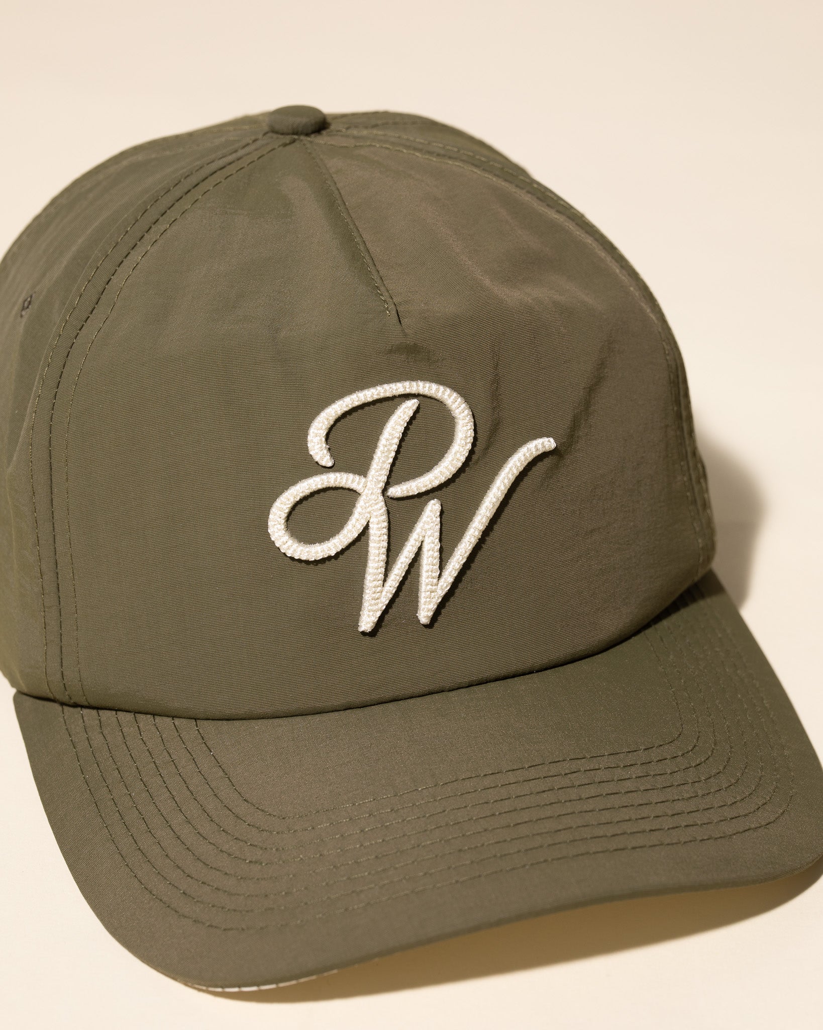 PW Chain Stitch Nylon Hat (Olive / Cream)