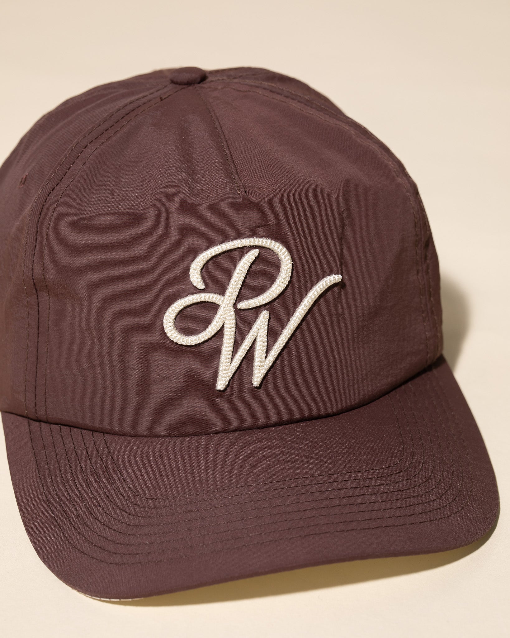 PW Chain Stitch Nylon Hat (Brown / Cream)
