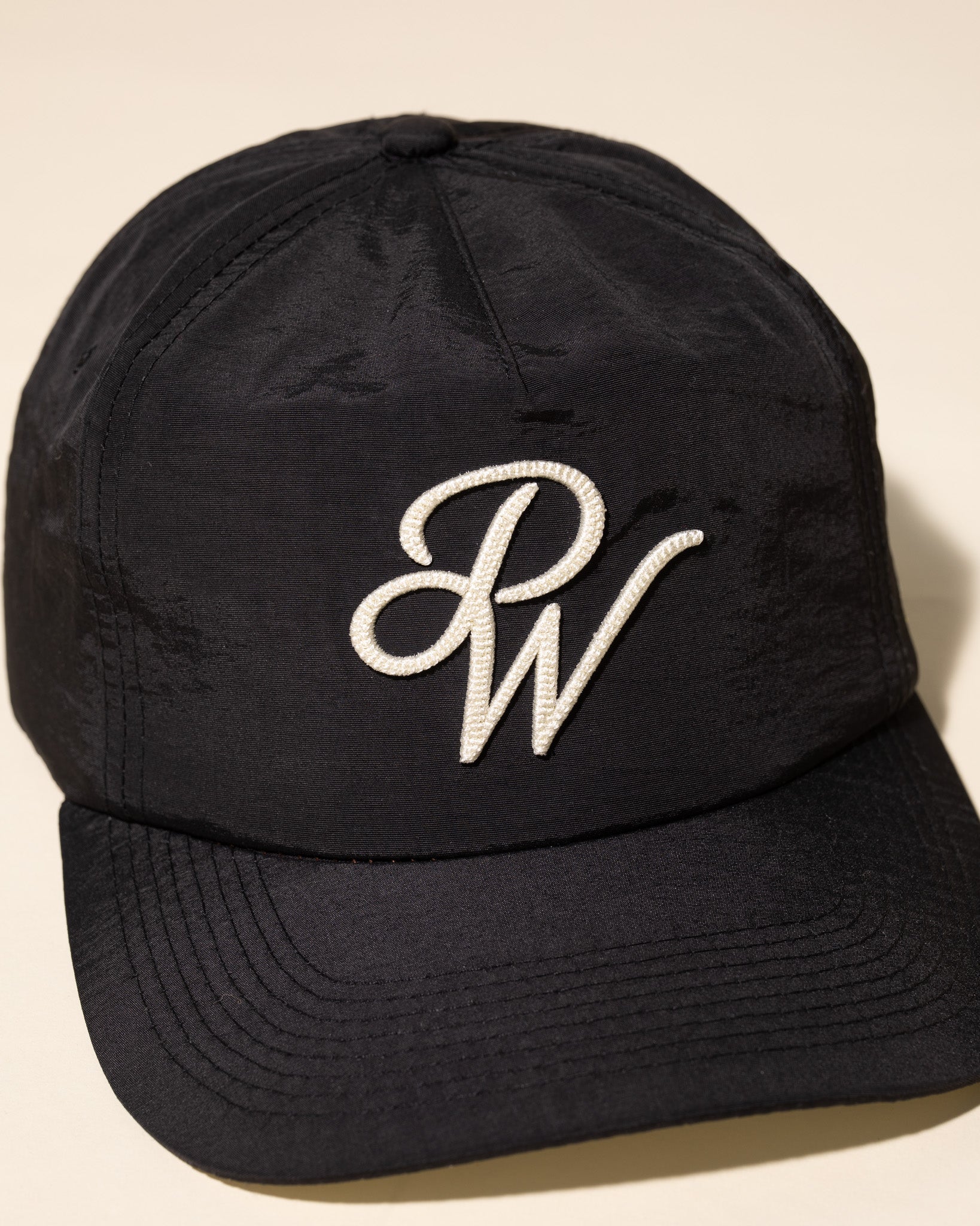PW Chain Stitch Nylon Hat (Pirate Black / Cream)