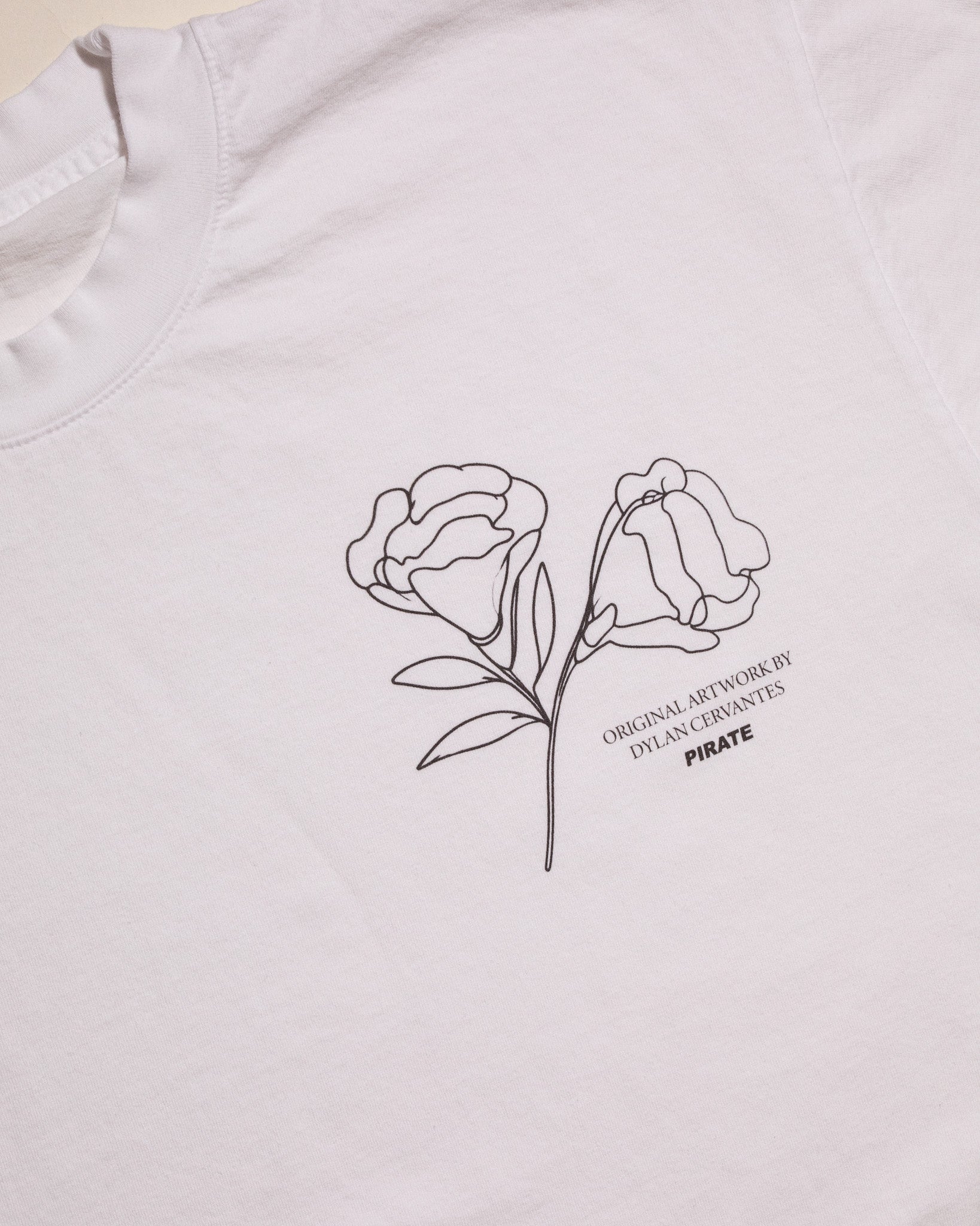 Pirate x Dylan Cervantes “Two Flowers, 2026” Graphic Tee (White)