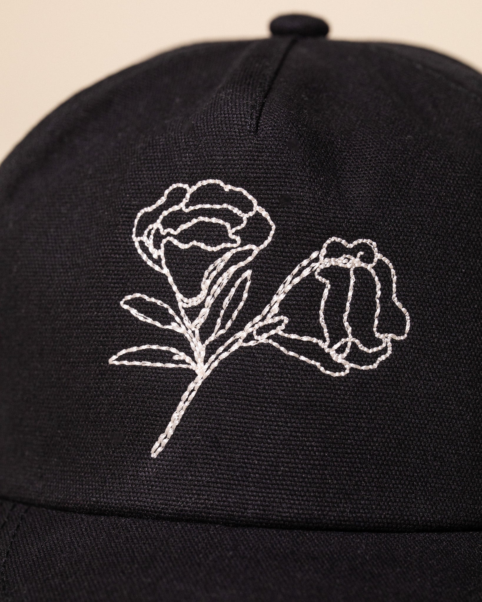 Pirate x Dylan Cervantes “Two Flowers, 2026” Vintage Stem Stitch Hat (Black)