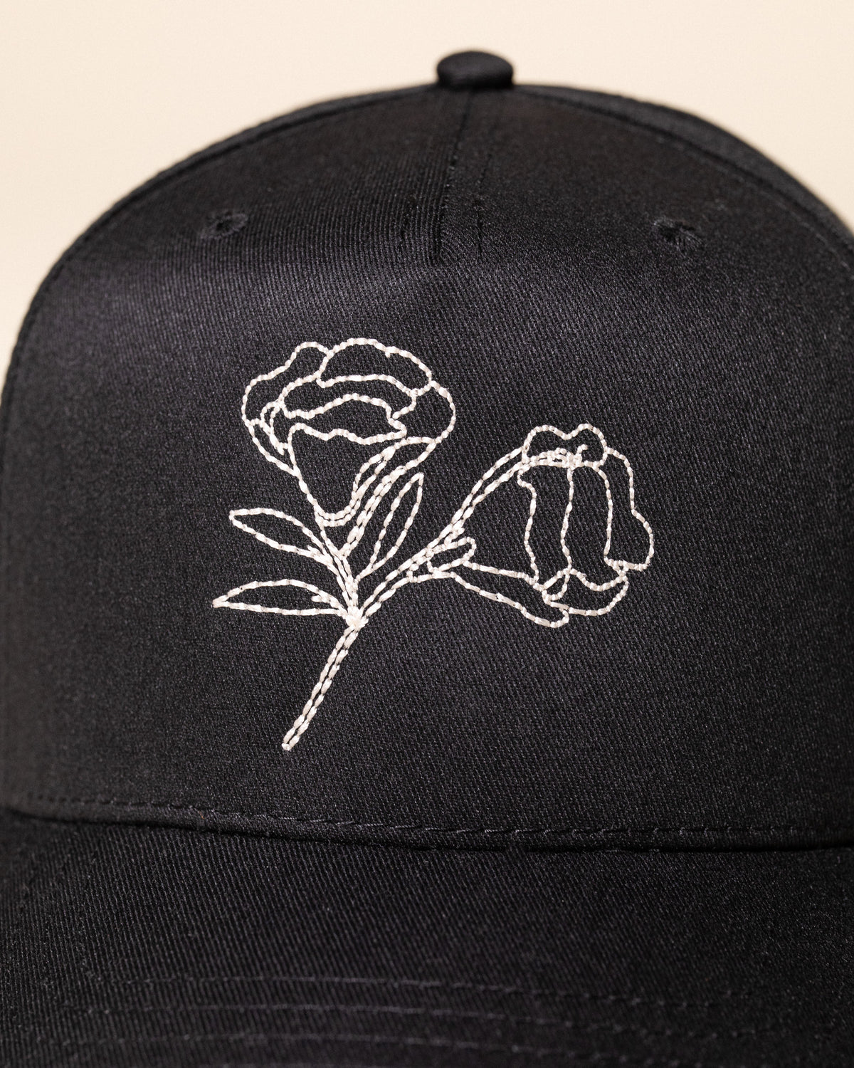 Pirate x Dylan Cervantes “Two Flowers, 2026” Stem Stitch Hat (Black)