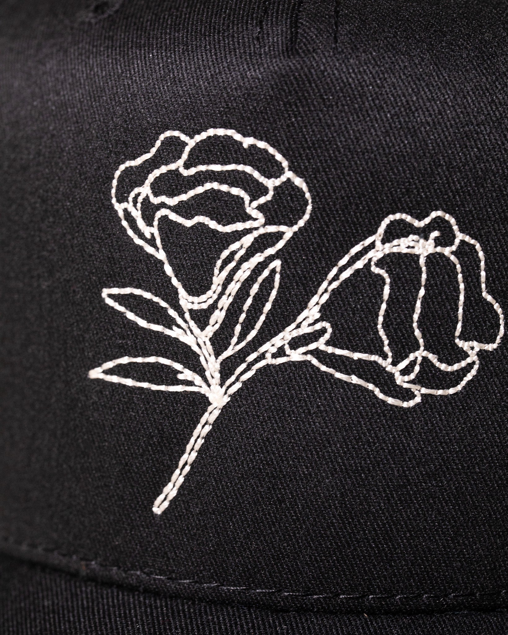 Pirate x Dylan Cervantes “Two Flowers, 2026” Stem Stitch Hat (Black)