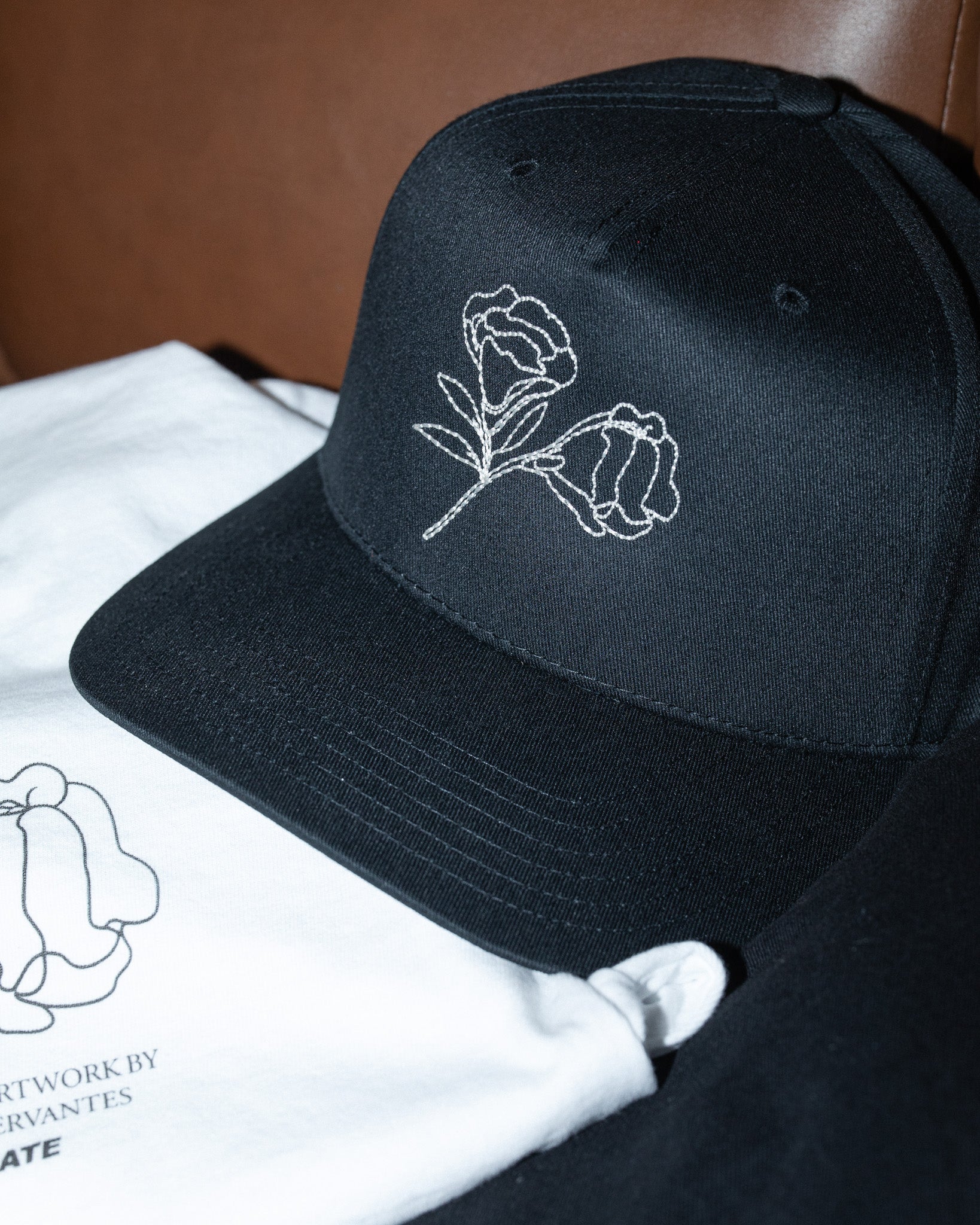 Pirate x Dylan Cervantes “Two Flowers, 2026” Stem Stitch Hat (Black)