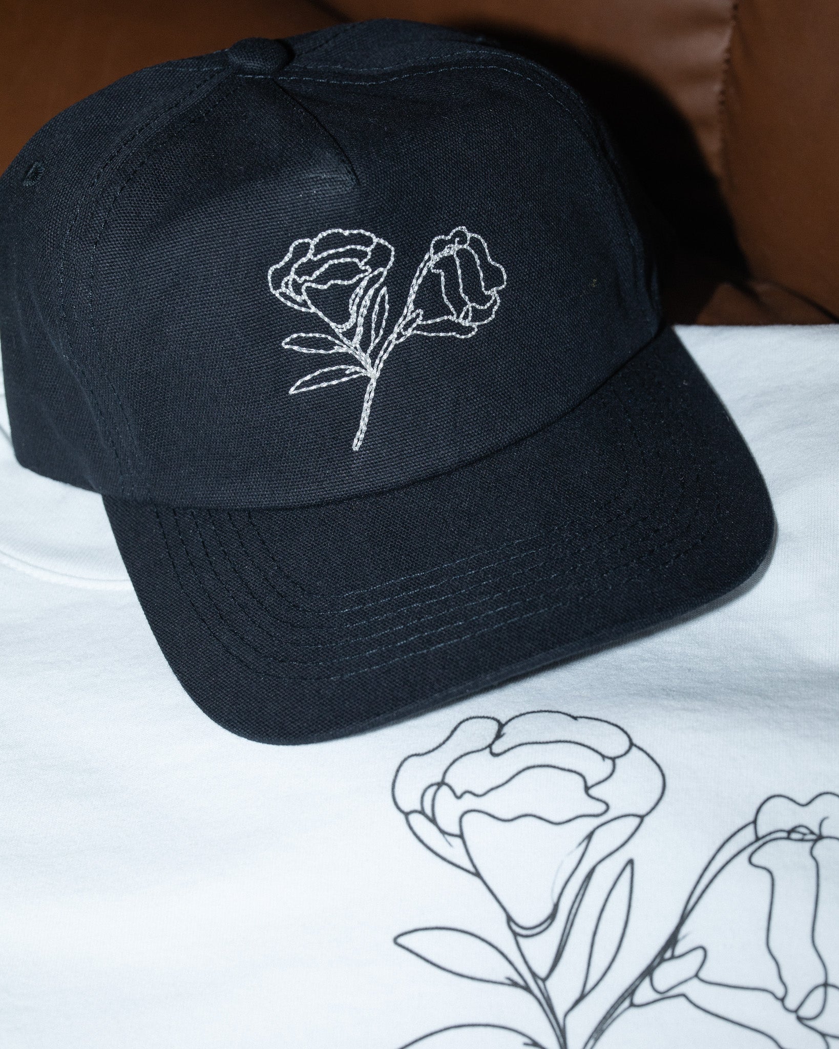 Pirate x Dylan Cervantes “Two Flowers, 2026” Vintage Stem Stitch Hat (Black)