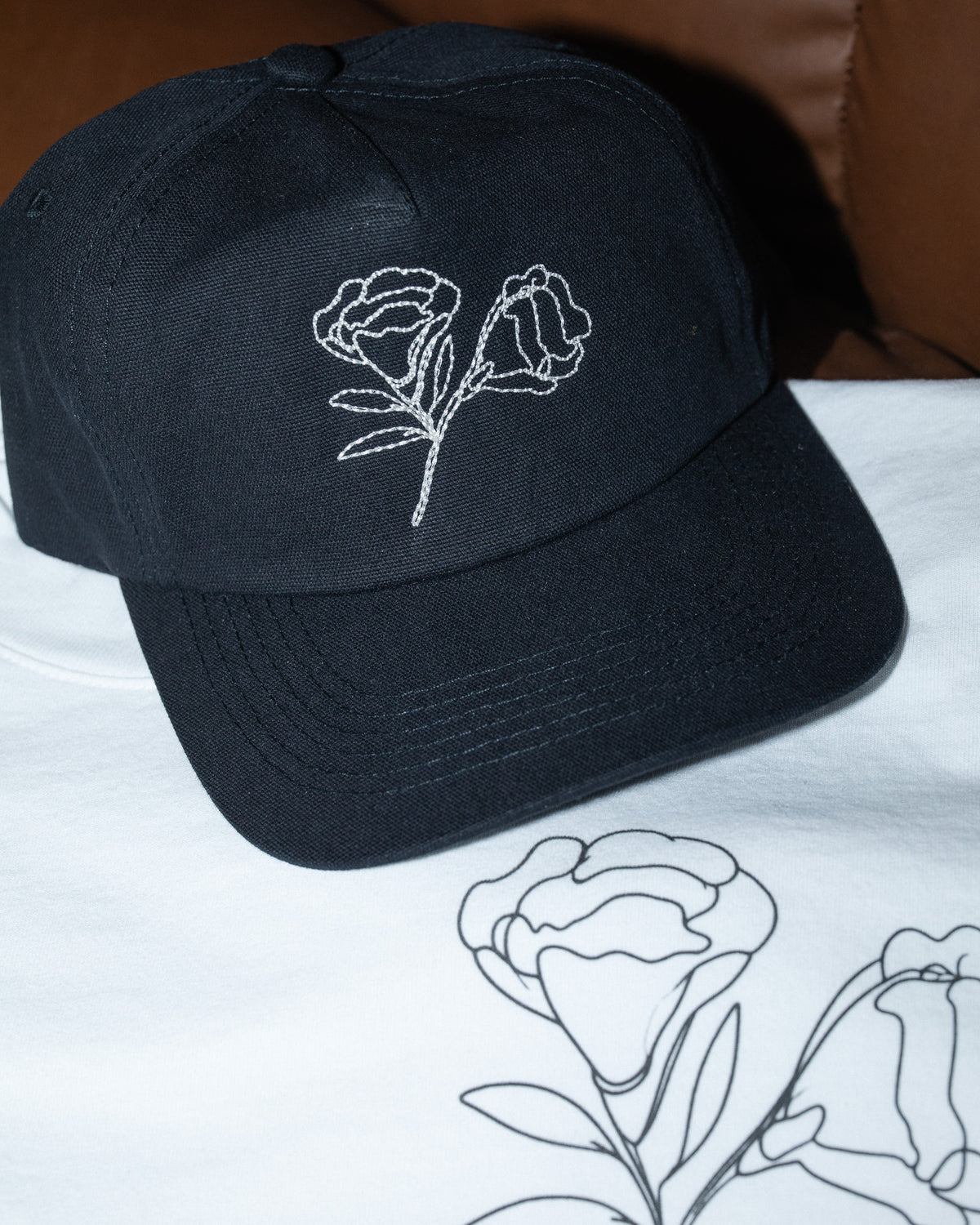 Pirate x Dylan Cervantes “Two Flowers, 2026” Vintage Stem Stitch Hat (Black)