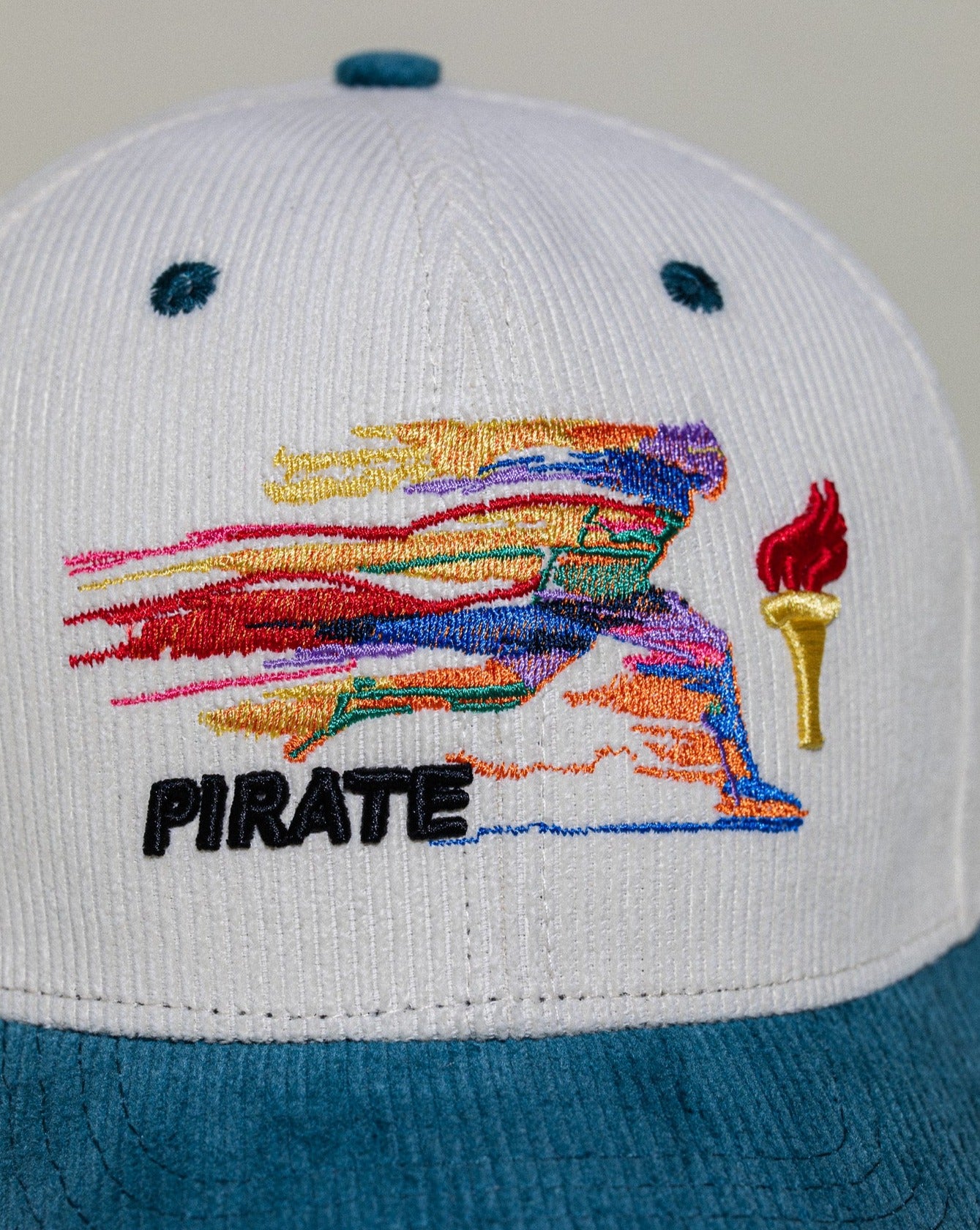 Pirate Olympian Corduroy Hat (Cream/Teal)