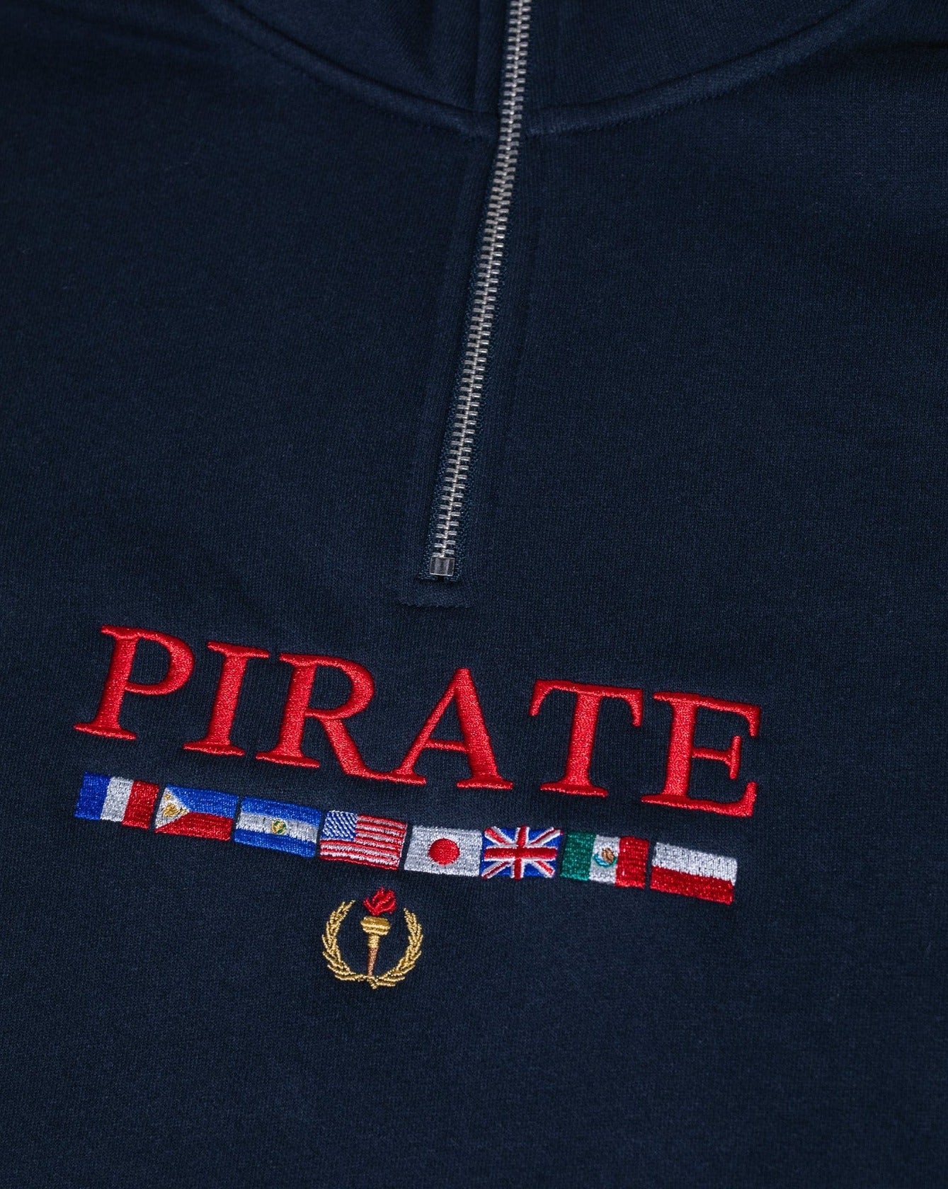 Pirate Worldwide Flags Quarter Zip (Navy)