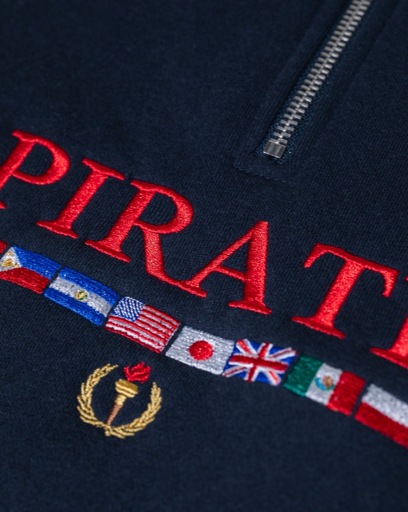 Pirate Worldwide Flags Quarter Zip (Navy)