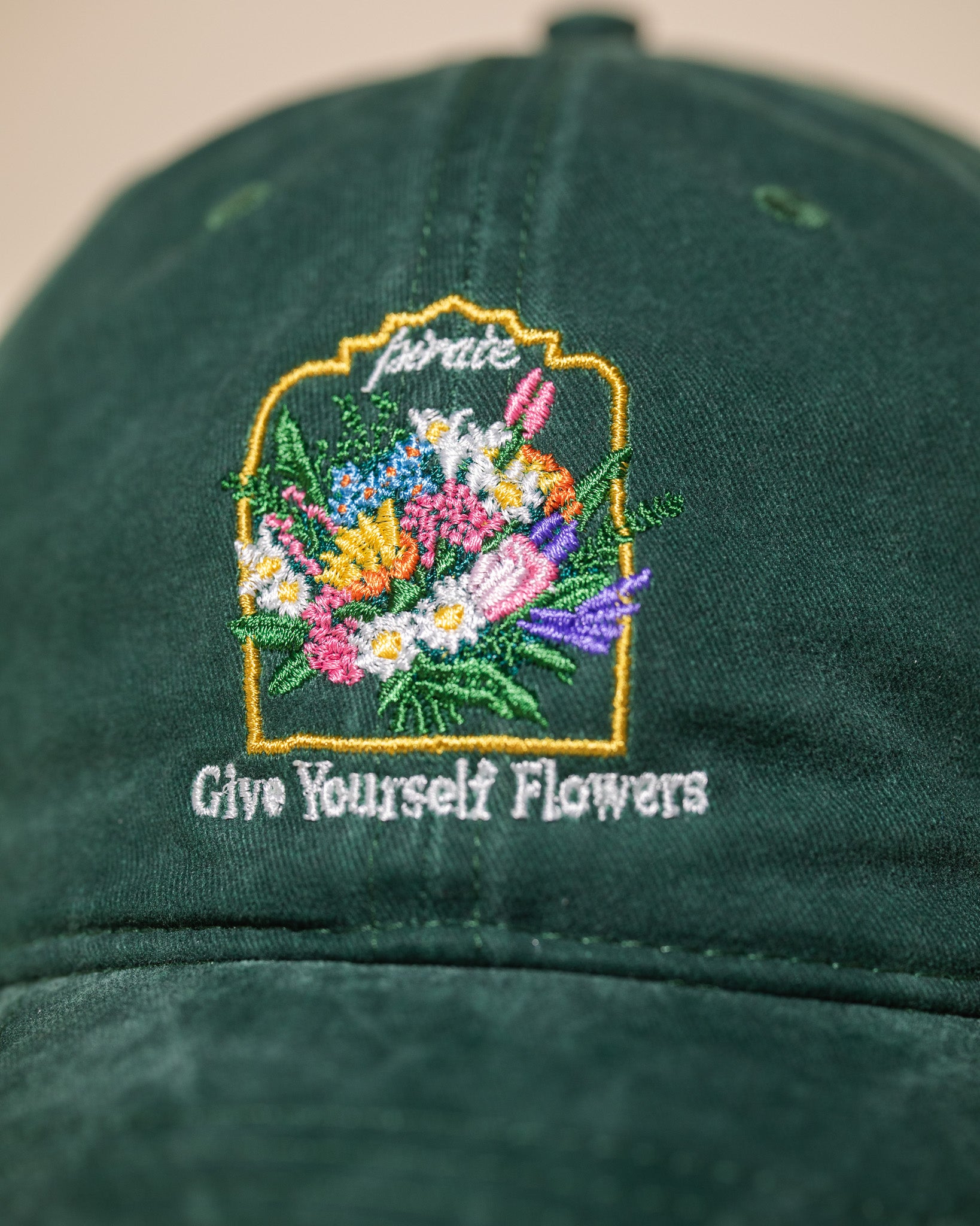 Give Yourself Flowers Dad Hat (Washed Green)