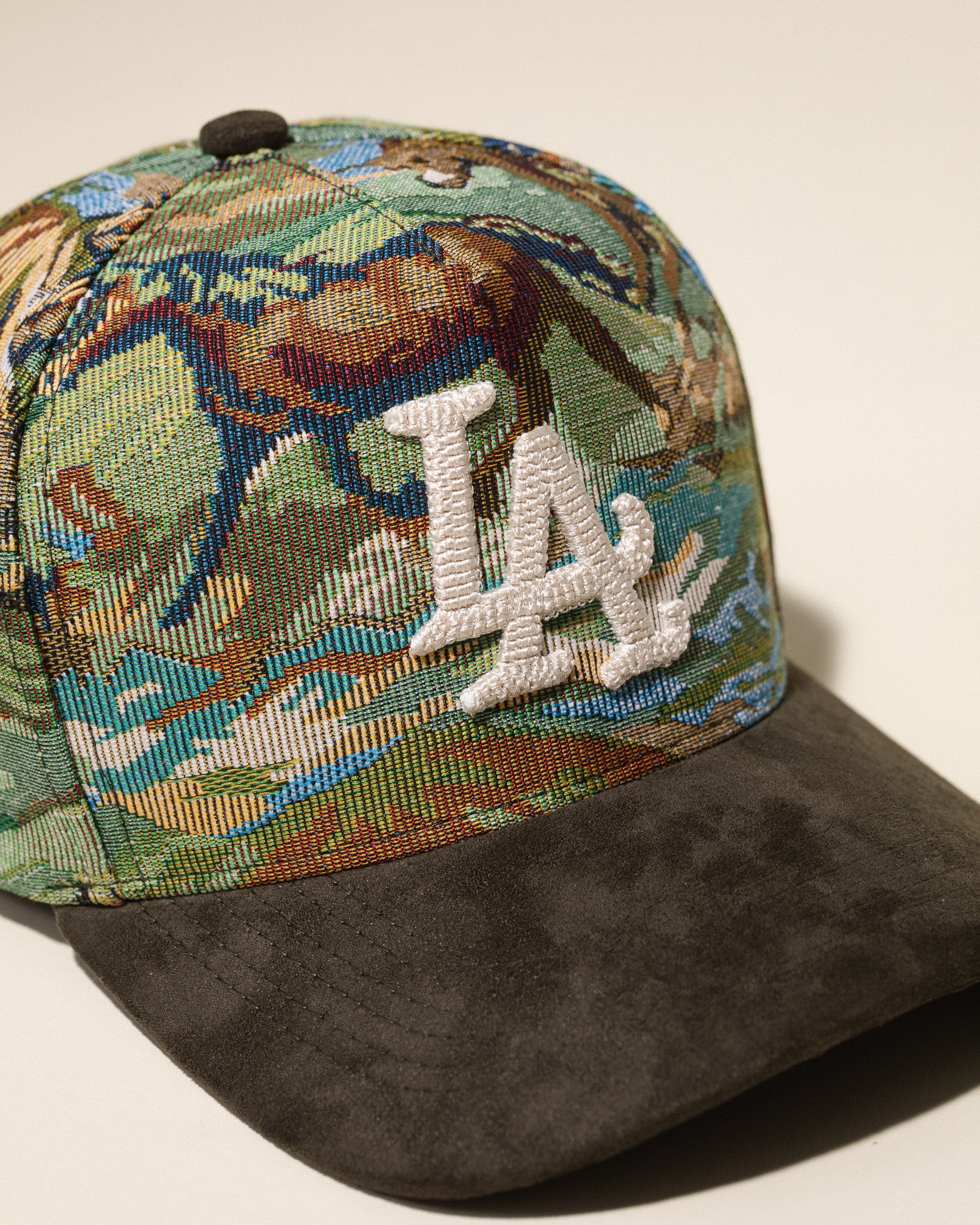 Pirate "LA" Chain Stitch Tapestry Hat (Multi-color, Olive)