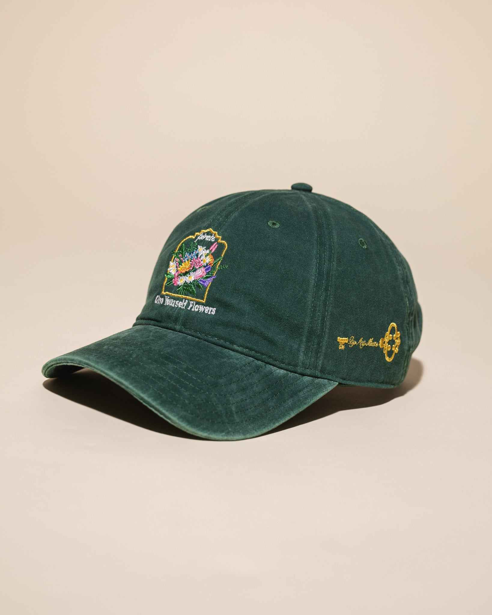 Give Yourself Flowers Dad Hat (Washed Green)