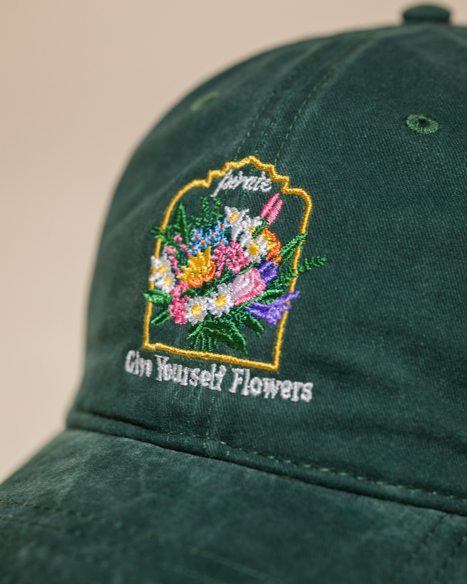 Give Yourself Flowers Dad Hat (Washed Green)