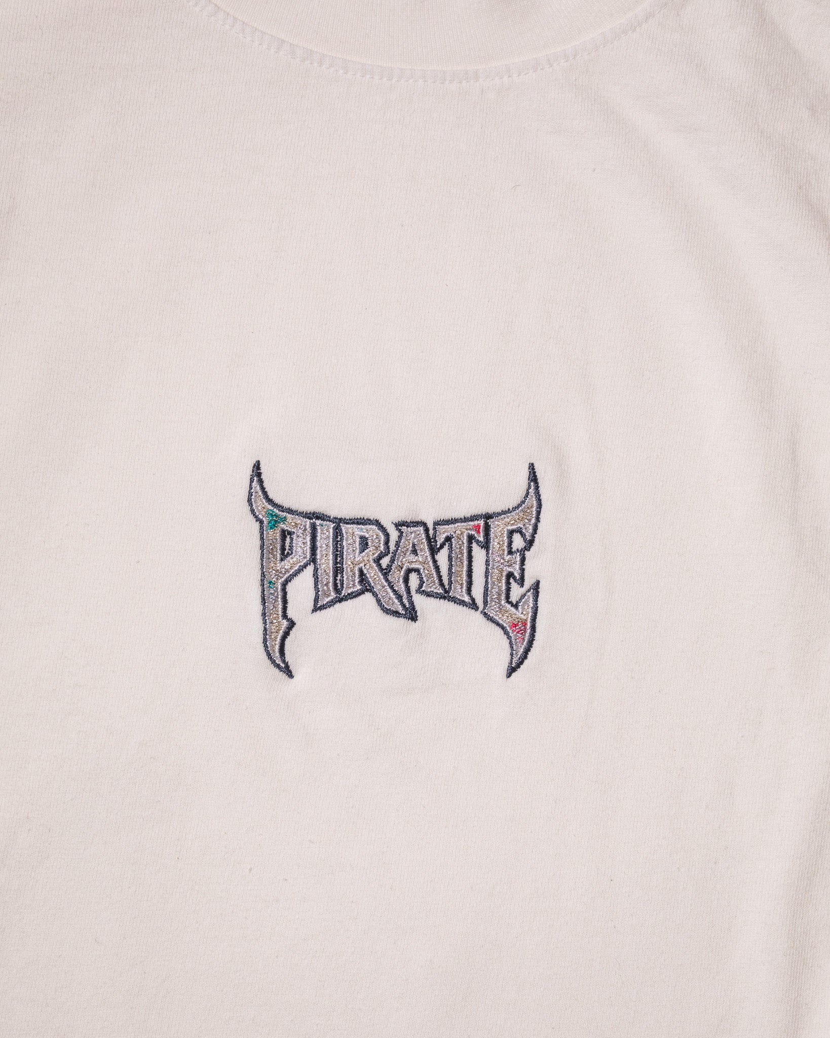 Metal Pirate Embroidery Tee (White)
