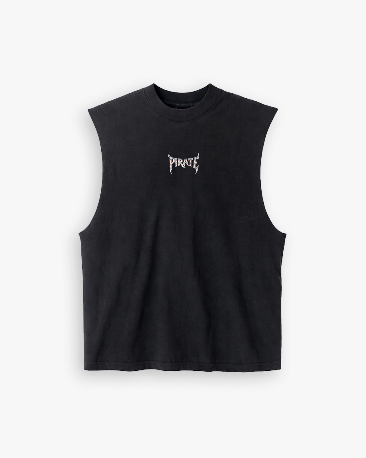 Metal Pirate Embroidery Sleeveless Tee (Black)