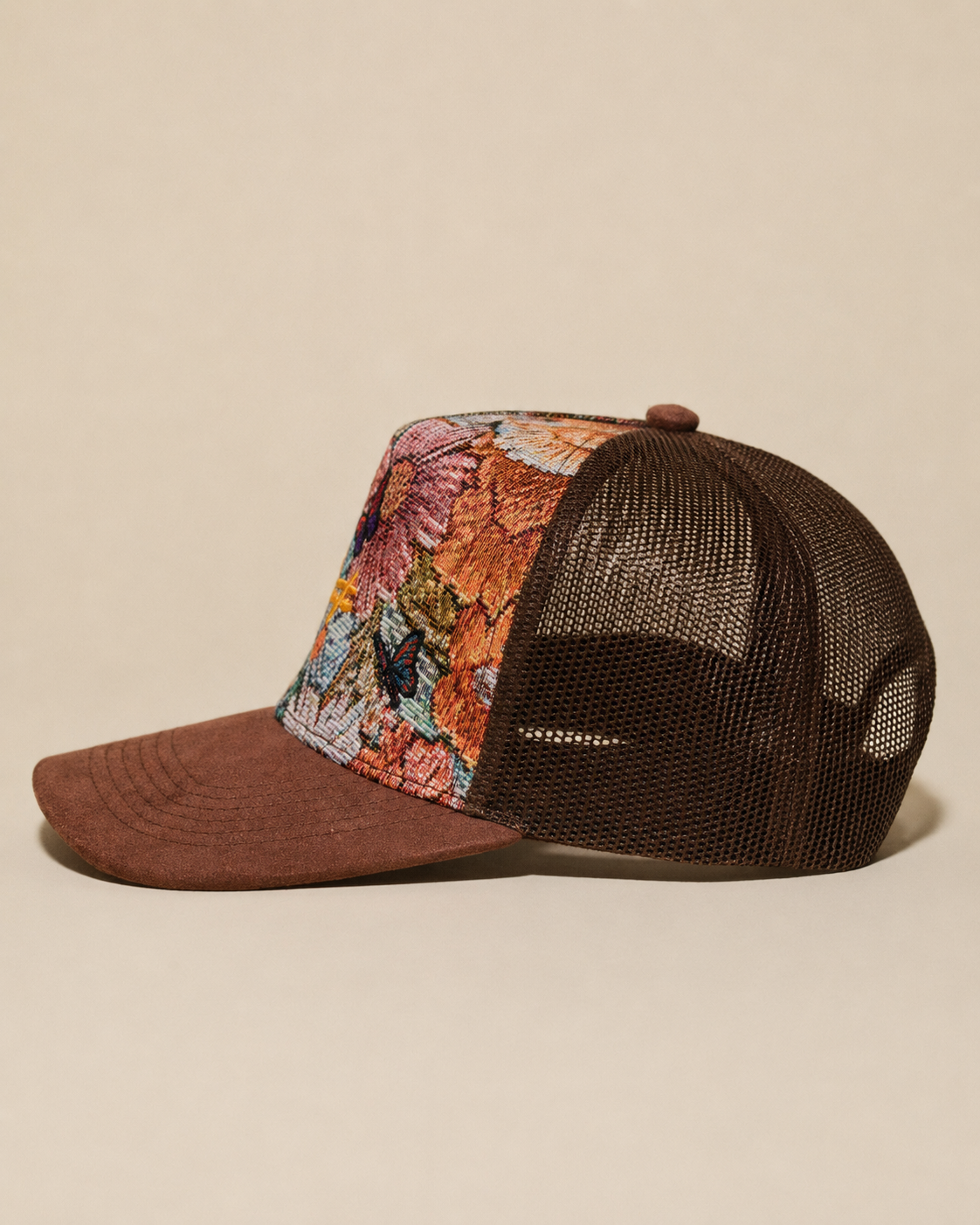 Pirate “Ideas in Transit” Bloom Tapestry Trucker Hat (Brown)