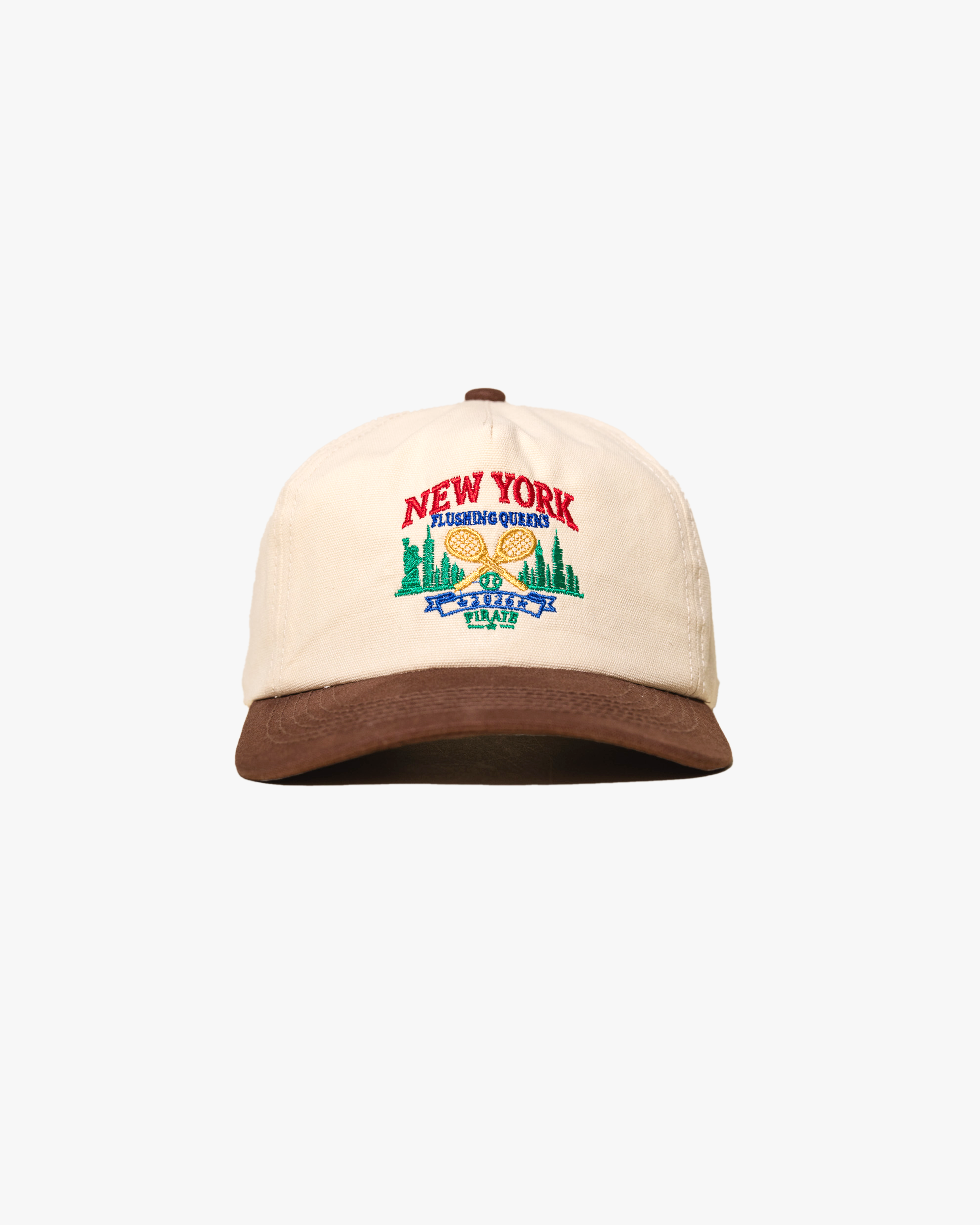 New York Courts Vintage Hat (Cream/Brown)