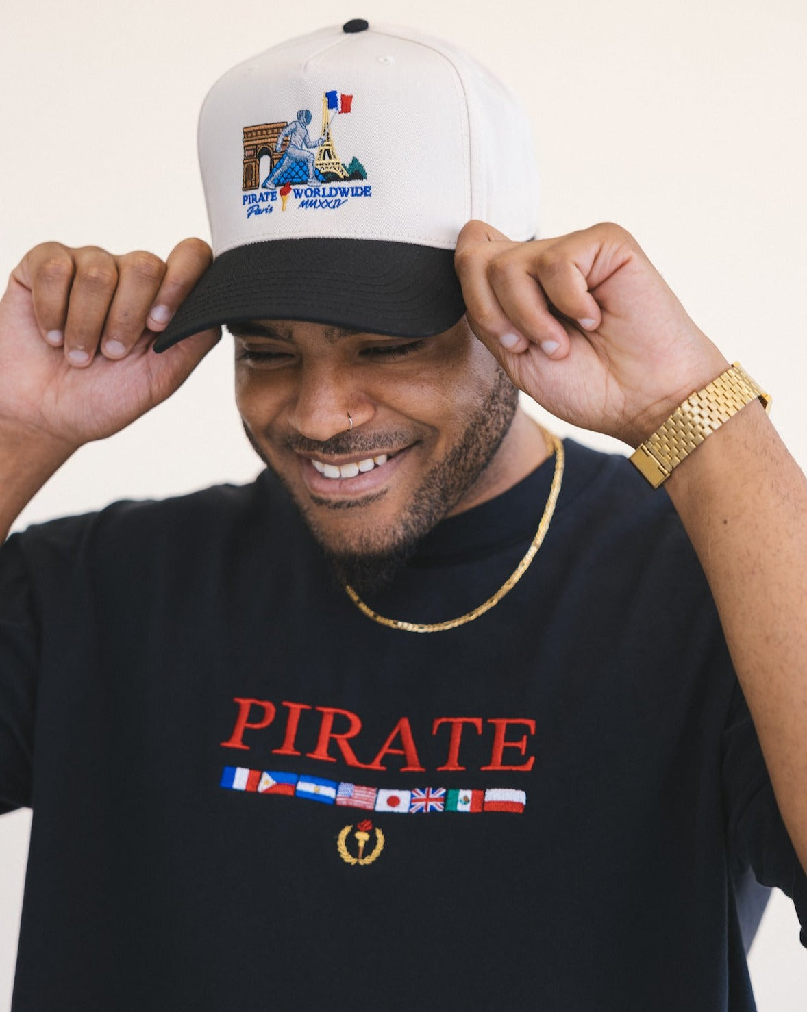 Pirate Worldwide Flags Tee (Off Black)