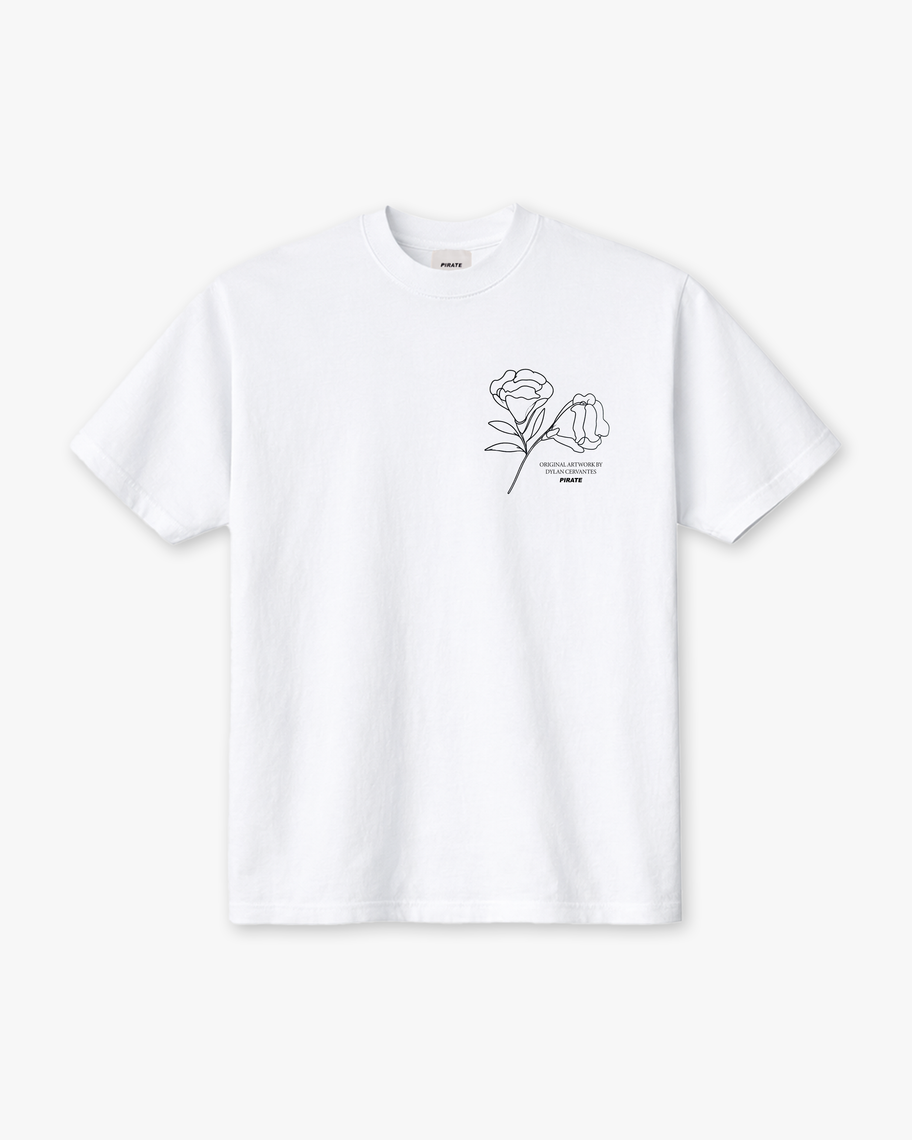 Pirate x Dylan Cervantes “Two Flowers, 2026” Graphic Tee (White)