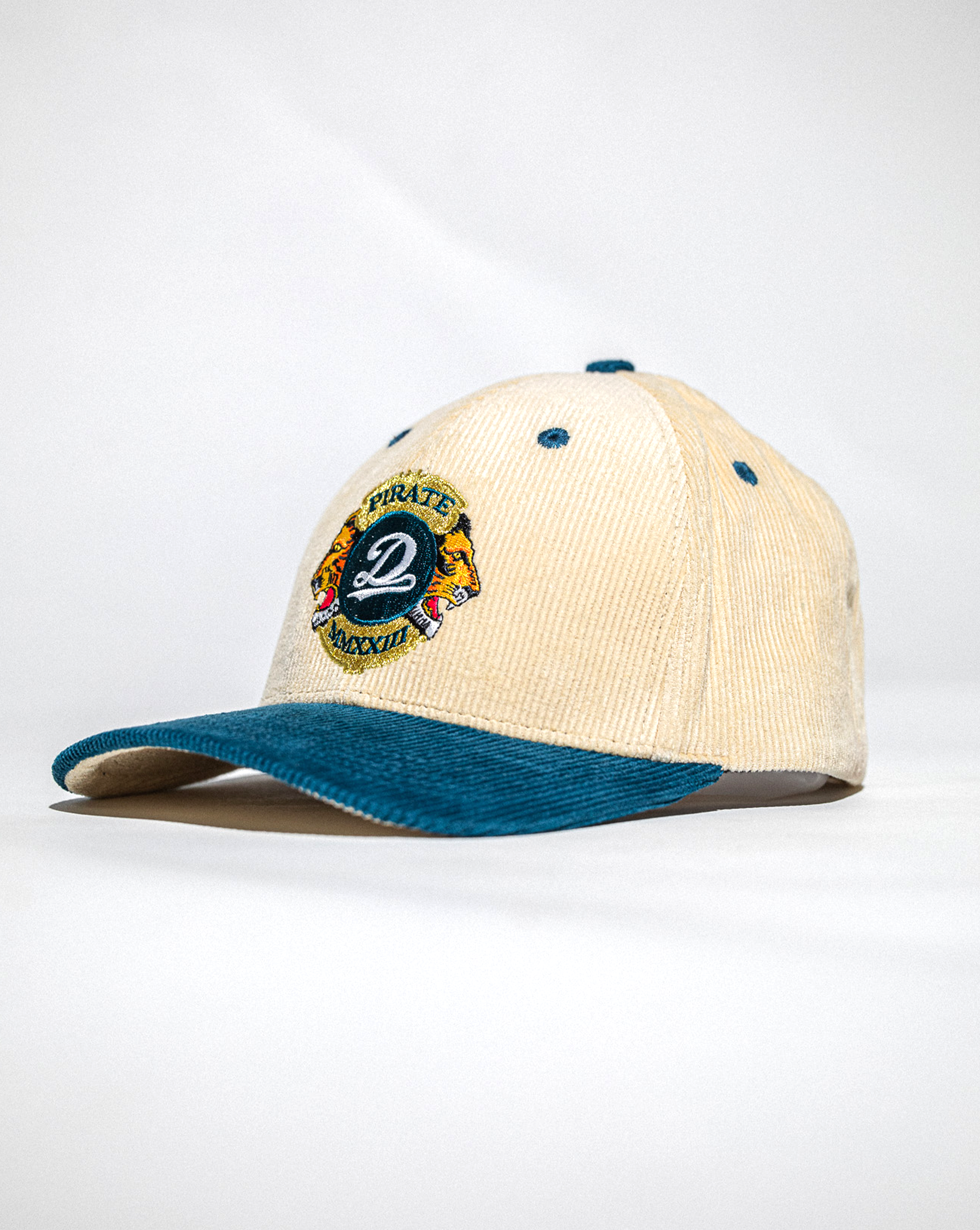 Dreamville by Pirate Two Headed Lion Corduroy Hat (Cream/Bluesteel)